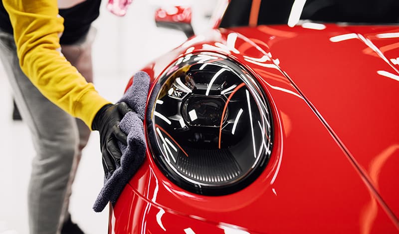 Freshly detailed vehicle with glossy paint inside The Local Detailers Calgary studio