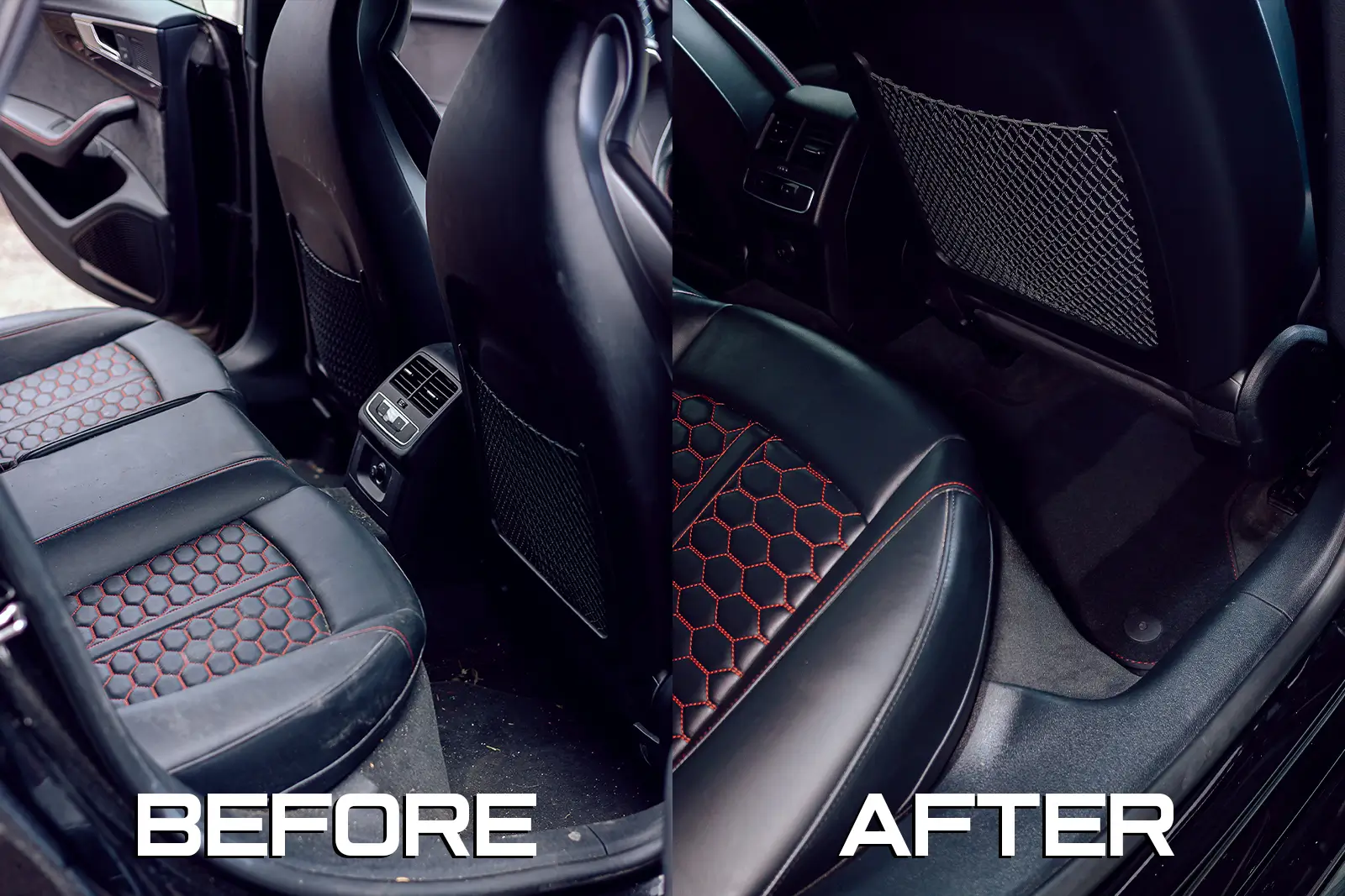 interior of car carpet before and after detailing - Calgary auto detailers