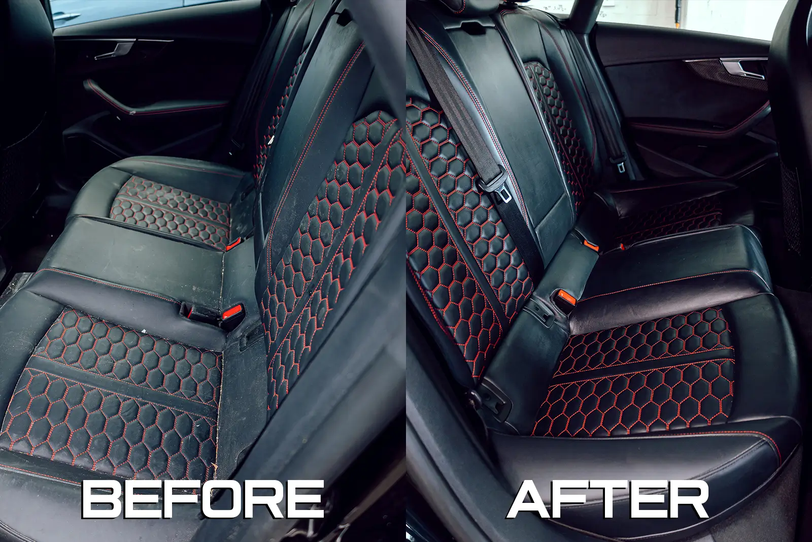 car seats before and after detailing - Calgary auto detailers