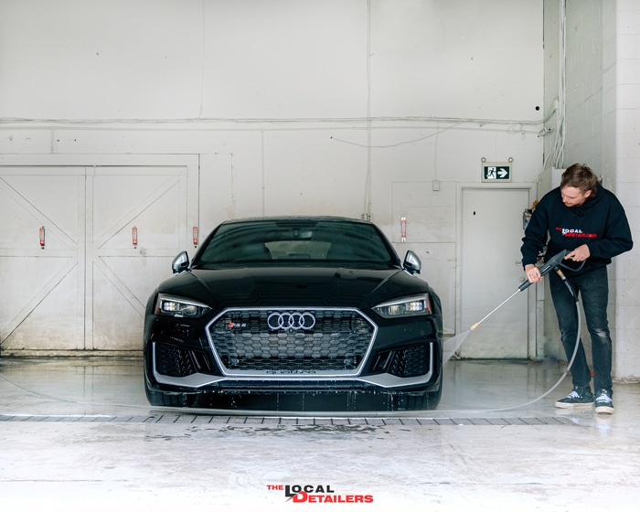 Calgary car detailing-the local detailers cleaning outside of an audi